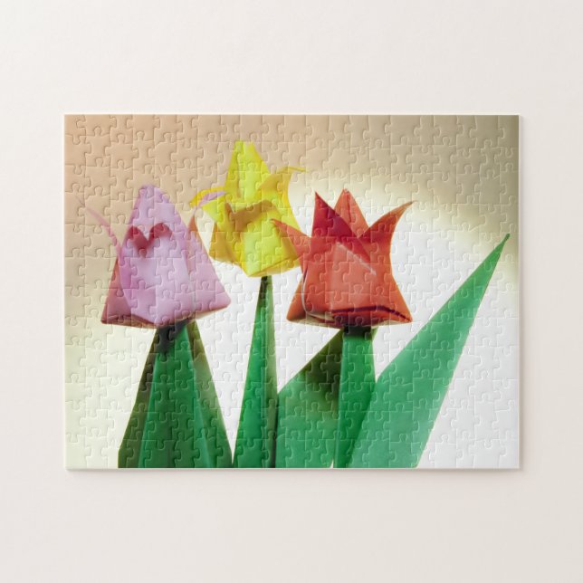 Farbenfrohe Tulip Origami Blume Puzzle (Horizontal)