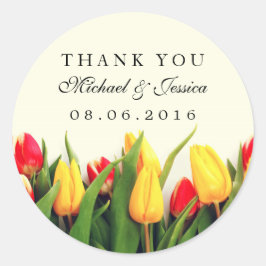 Farbenfrohe Tulips Blumenzwiebeln Danke Stickers