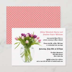 Farbenfrohe Tulips in Vase - 3x5 Hochzeitsankündig Einladung