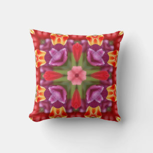 Farbenfrohe Tulips Kaleidoskop Kissen
