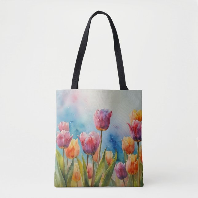 Farbenfrohe Tulips Tüte für den Frühling Tasche (Vorderseite)
