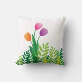 Farbenfrohe Tulips und grüne Vegetation Kissen