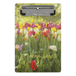Farbenfrohe Tulpen im Park personalisiert Mini Klemmbrett