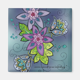 Farbenfrohe Tulps-Magnet (Quadrat) Magnet