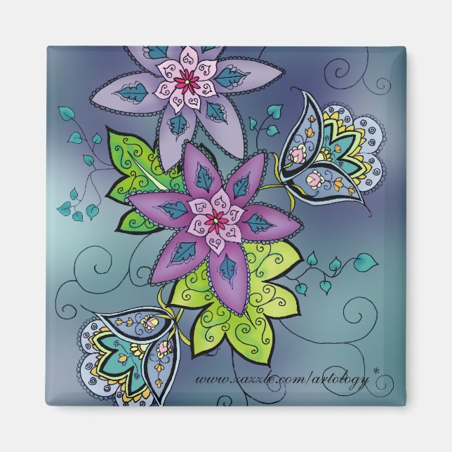 Farbenfrohe Tulps-Magnet (Quadrat) Magnet (Vorne)