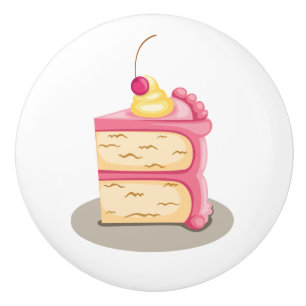 Farbenfrohe Tüpfelkuchen - Illustration Rosa Icing Keramikknauf