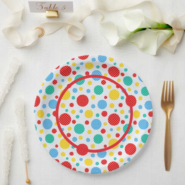 Farbenfrohe Tupfen  Pappteller (Hochzeit)
