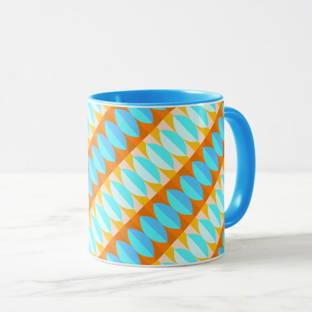 Farbenfrohe türkisblaue gelbe Farbe Tasse (VorderseiteRechts)