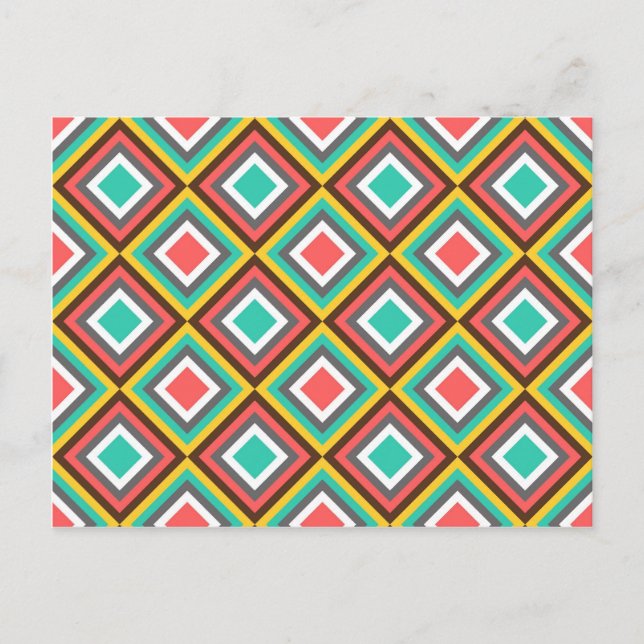 Farbenfrohe türkisfarbene Pink-Azteken-amerikanisc Postkarte (Vorderseite)