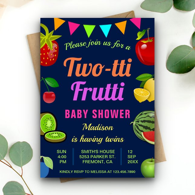 Farbenfrohe Tutti Frutti Twins Kinderdusche Einlad Einladung (Von Creator hochgeladen)