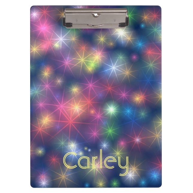 Farbenfrohe Twinkling Stars Galaxy Personalisiert Klemmbrett (Vorderseite)