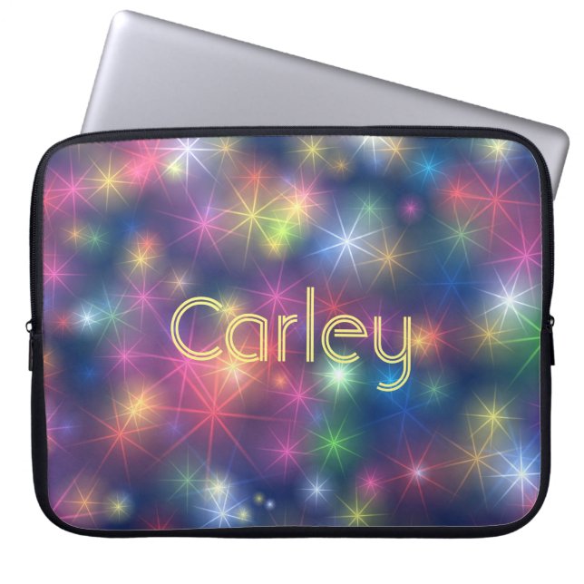 Farbenfrohe Twinkling Stars Galaxy Personalisiert Laptopschutzhülle (Vorderseite)