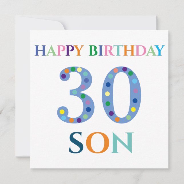 Farbenfrohe Typografie Happy Birthday Son Karte (Vorderseite)
