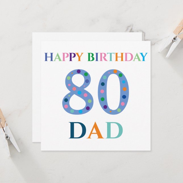 Farbenfrohe Typografie Happy Birthday Vater Karte (Vorderseite/Rückseite Beispiel)