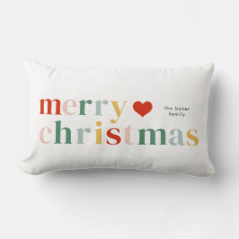 Farbenfrohe Typografie Moderne frohe Weihnachten Lendenkissen