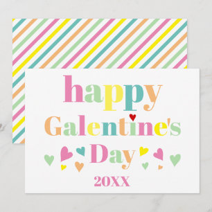 Farbenfrohe Typografie Streifen Frohen Galentines  Feiertagskarte