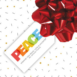 Farbenfrohe Überschneidung PEACE Christmas Wish Geschenkanhänger