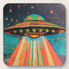 Farbenfrohe UFO-Raumschiff Getränkeuntersetzer