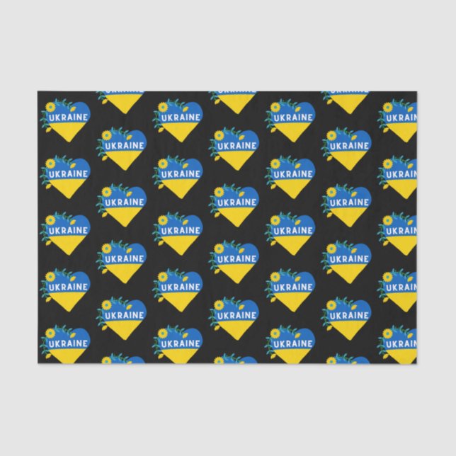 Farbenfrohe Ukraine Flag Blume Herz Seidenpapier (Vorderseite)