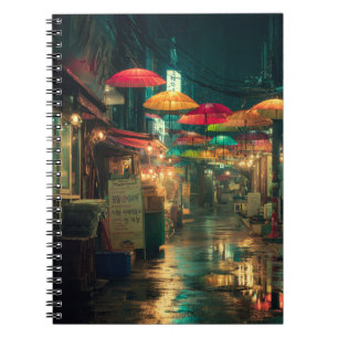 Farbenfrohe Umbrella Market Street Notebook Notizblock