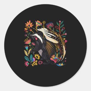 Farbenfrohe und aufwändige Skunk-Illustration mit Runder Aufkleber