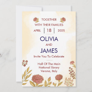 Farbenfrohe und blumige Hochzeitseinladungen Einladung