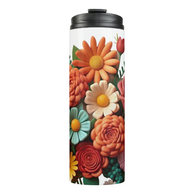 Farbenfrohe und entspannende Blume schmertiThermal Thermosbecher (Vorderseite)