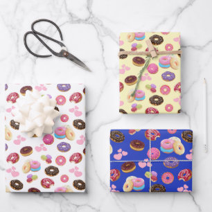 Farbenfrohe und geschmackvolle Donuts und Herz Geschenkpapier Set