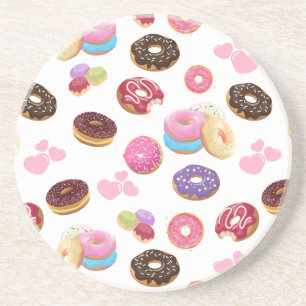 Farbenfrohe und geschmackvolle Donuts und Herz Getränkeuntersetzer