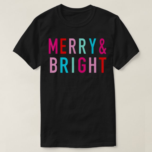 Farbenfrohe und helle Familie frohe Weihnachten P T-Shirt (Design vorne)