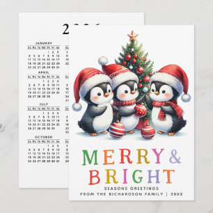 Farbenfrohe und helle Fun Pinguine Weihnachten