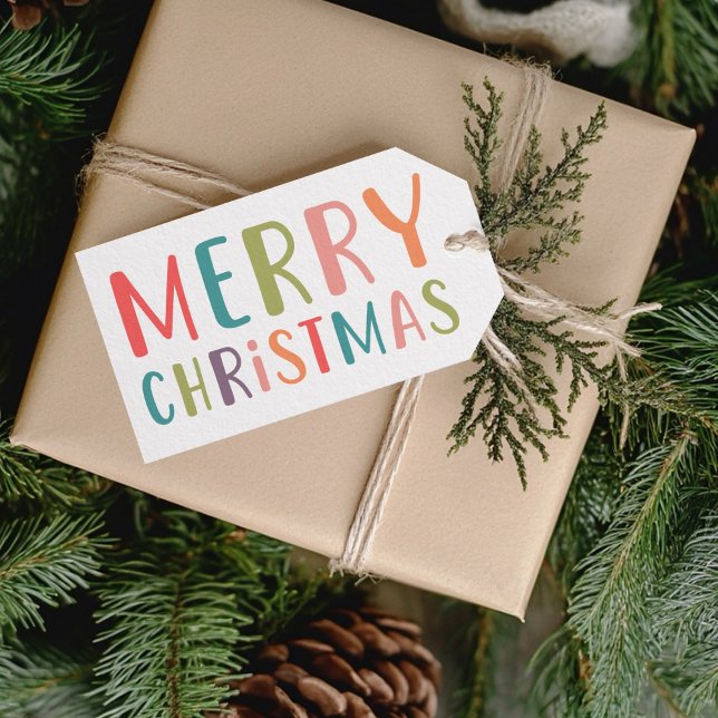 Farbenfrohe und helle Weihnachtsfamilie Geschenkanhänger (Von Creator hochgeladen)