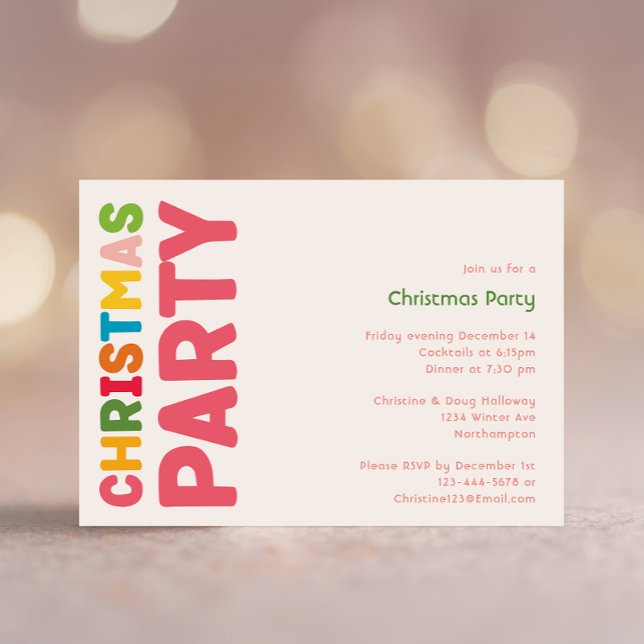 Farbenfrohe und helle Weihnachtsfeier-Party Einlad Einladung (Von Creator hochgeladen)