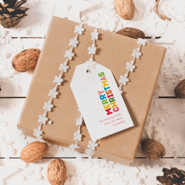 Farbenfrohe und helle Weihnachtsgeschenke Geschenkanhänger (Von Creator hochgeladen)