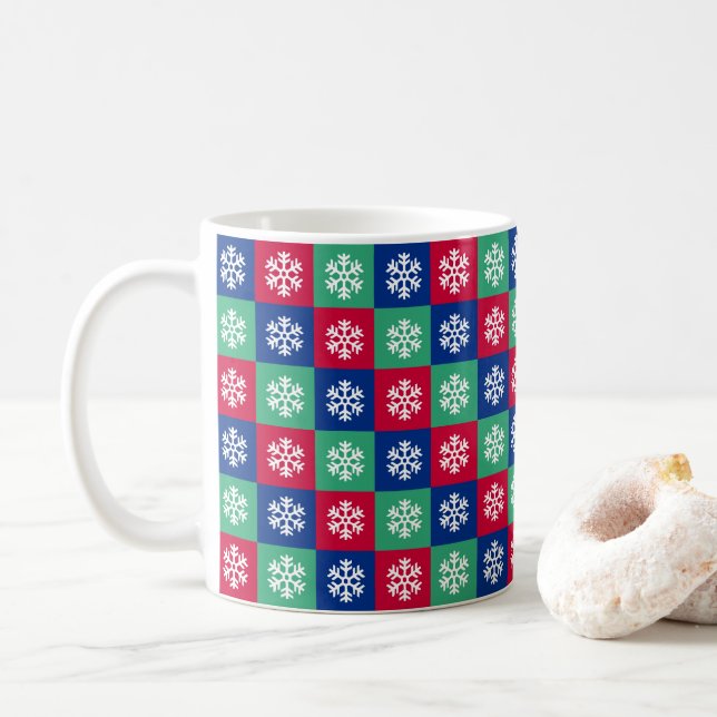 Farbenfrohe und helle Weihnachtskaffee-Tasse Kaffeetasse (Mit Donut)