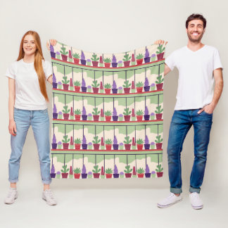 Farbenfrohe und kaktusartige Sukkulente Fleecedecke