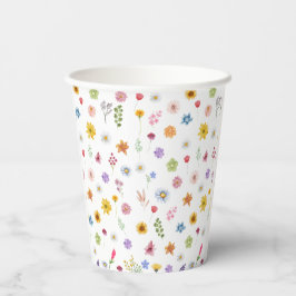 Farbenfrohe und lebendige Wildblumen Papieraufnahm Pappbecher