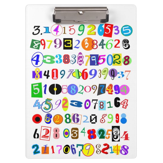 Farbenfrohe und lustige Darstellung der Pi Klemmbrett (Vorderseite)