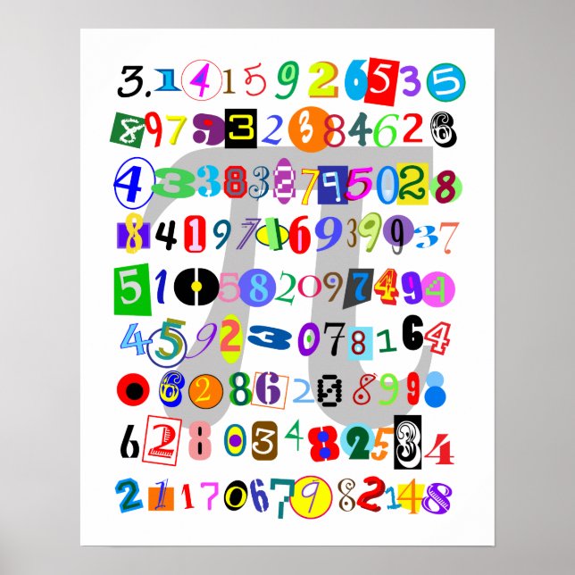 Farbenfrohe und lustige Darstellung der Pi Poster (Vorne)