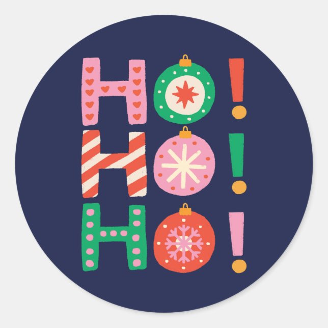 Farbenfrohe und lustige HO HO Navy Blue Weihnachte Runder Aufkleber (Vorderseite)