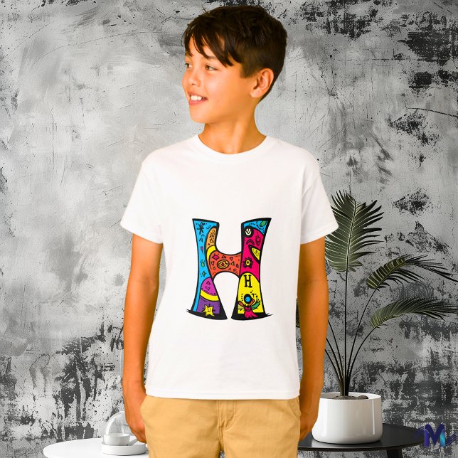 Farbenfrohe und lustige Monogram H Tribal und Dood T-Shirt (Von Creator hochgeladen)