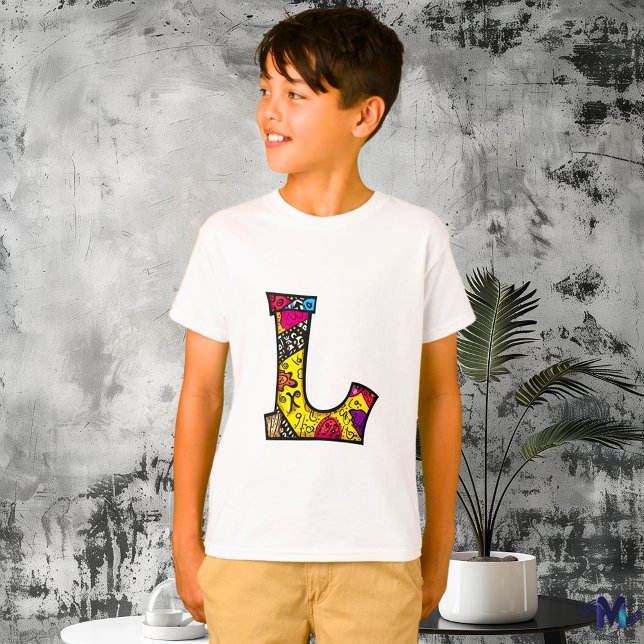 Farbenfrohe und lustige Monogram L Tribal and Dood T-Shirt (Von Creator hochgeladen)