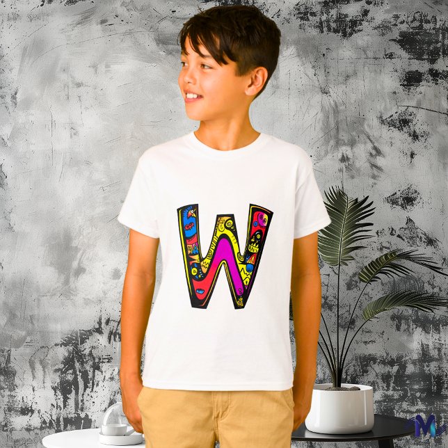 Farbenfrohe und lustige Monogram W Tribal and Dood T-Shirt (Von Creator hochgeladen)