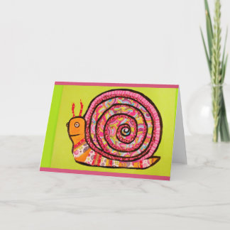 Farbenfrohe und lustige Snail Grußkarte Karte