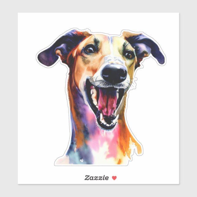 Farbenfrohe und Niedliche Grauhound Artwork Aufkleber (Blatt)