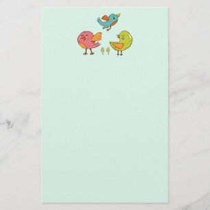 Farbenfrohe und Niedliche Whimsisches Vogeltrio Briefpapier