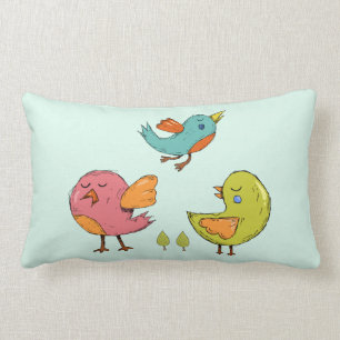 Farbenfrohe und Niedliche Whimsisches Vogeltrio Lendenkissen