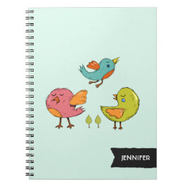 Farbenfrohe und Niedliche Whimsisches Vogeltrio Notizblock