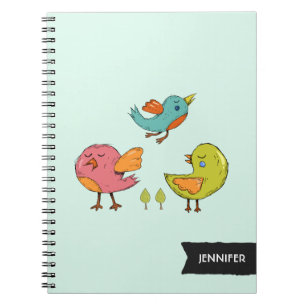 Farbenfrohe und Niedliche Whimsisches Vogeltrio Notizblock