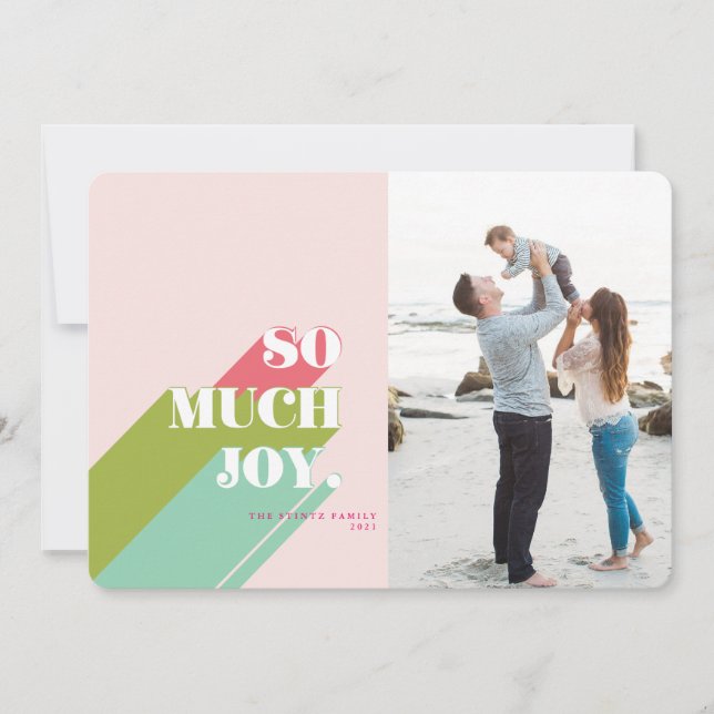 Farbenfrohe und Retro Joy Foto Weihnachtskarte Einladung (Vorderseite)